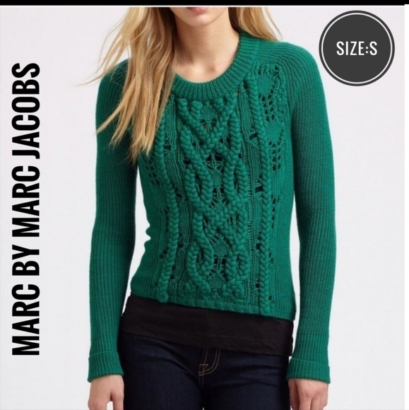 Marc by Marc Jacobs Green Cable Knit Sweater Size S - Picture 1 of 16